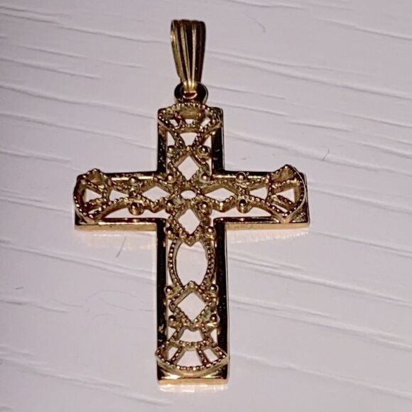 Vintage Cross Pendant 1/20 12k Gold Filled Christian Cross - Picture 2 of 7